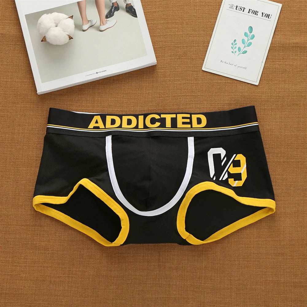 Addicted Men's Cotton Underwear Low Waist Sexy Trendy Briefs Comfortable Sweat-Absorbent Antibacterial Boxer Shorts Underpants