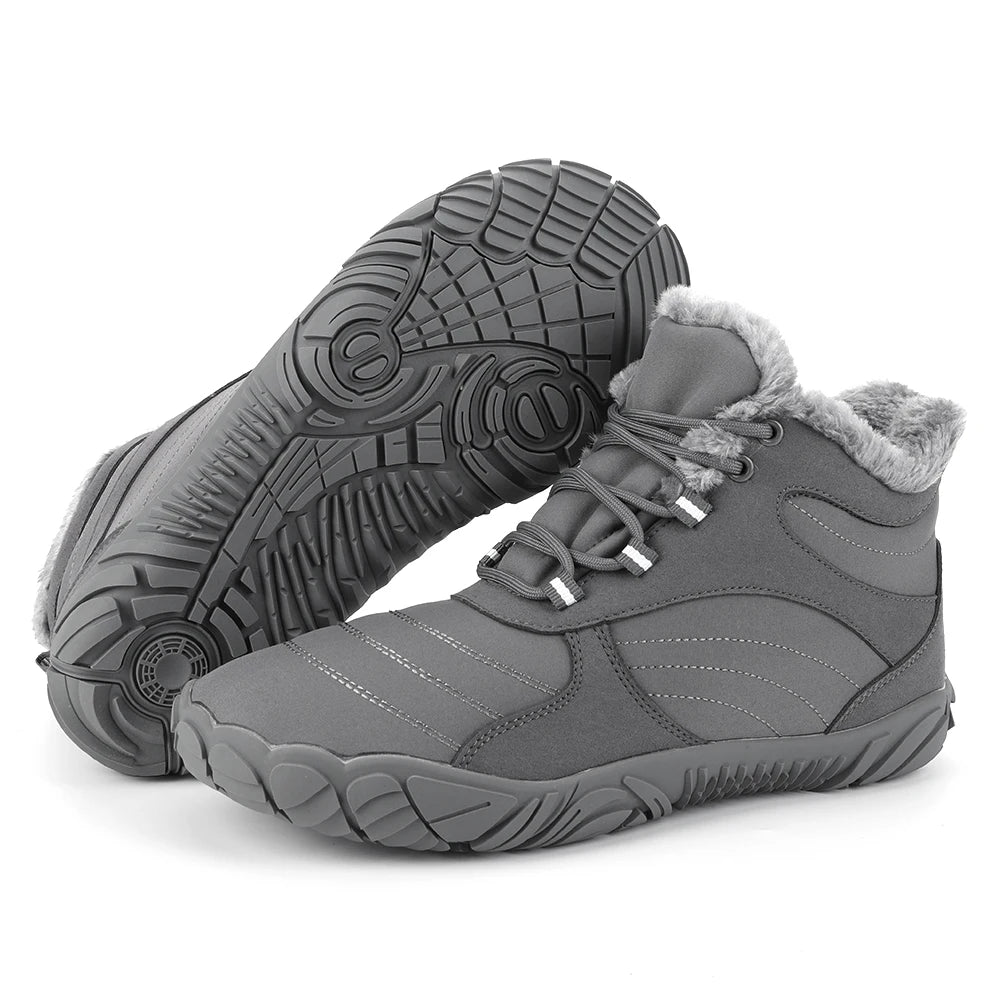 Winter Plush Snow Boots Warm Fur Shoes Non Slip Wide Toe Box Barefoot Shoes Waterproof Outdoor Trekking Shoes for Hiking Walking