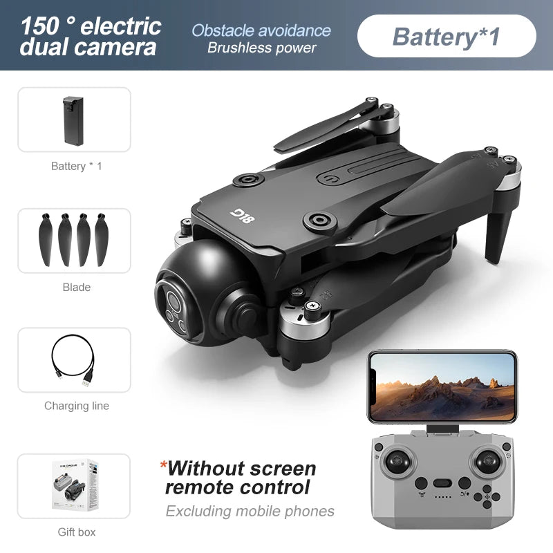 2025 New D18 Drone with 8K HD 150° Electric dual camera Angle Obstacle Avoidance Foldable Quadcopter for Aerial Photography Toy