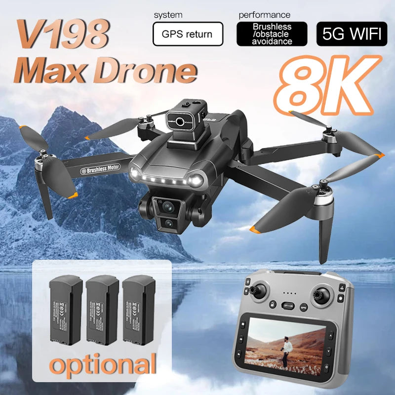 For Xiaomi V198 MAX GPS Drone  8K HD Aerial Photography Dual Camera Brushless Quadrotor Laser Obstacle Avoidance  Aerial Optical