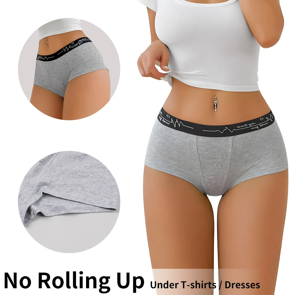 6 Pcs Cotton Boyshort Underwear for Women Cute Boxer Briefs Panties Ladies