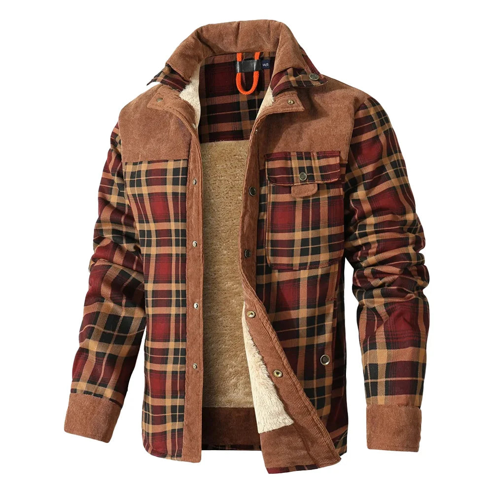 Men's Jackets Winter Windproof Warm Casual Bomber Coat Plaid Sherpa Lined Flannel Outdoor Classic Jacket Men US Size