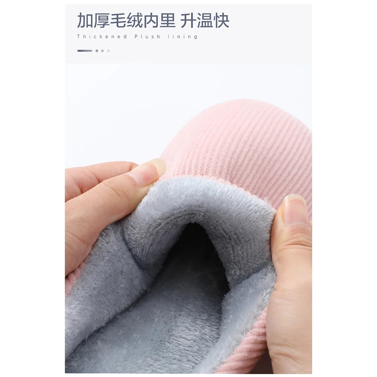New Winter Household Warm Furry Women Men Shoes Indoor Slippers Bedroom Cotton Slippers  Plush Home Slippers Ladies Flip Flops