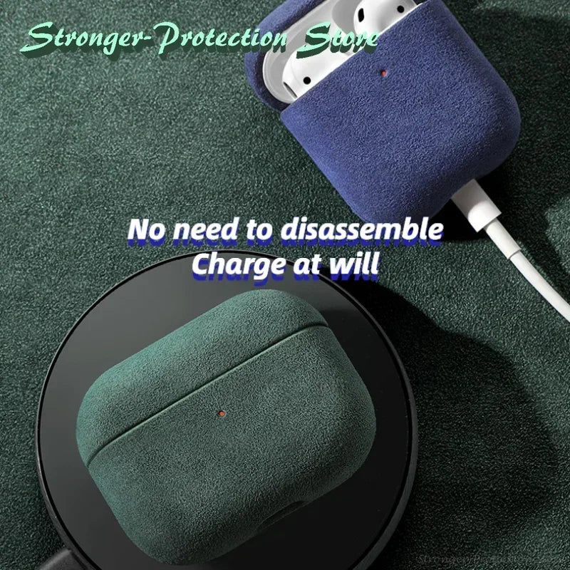 Italian Suede Leather Case For Airpods Pro 2 For Airpods Pro 3 Airpods 4 3 Case Luxury Artificial Leather All Inclusive Case