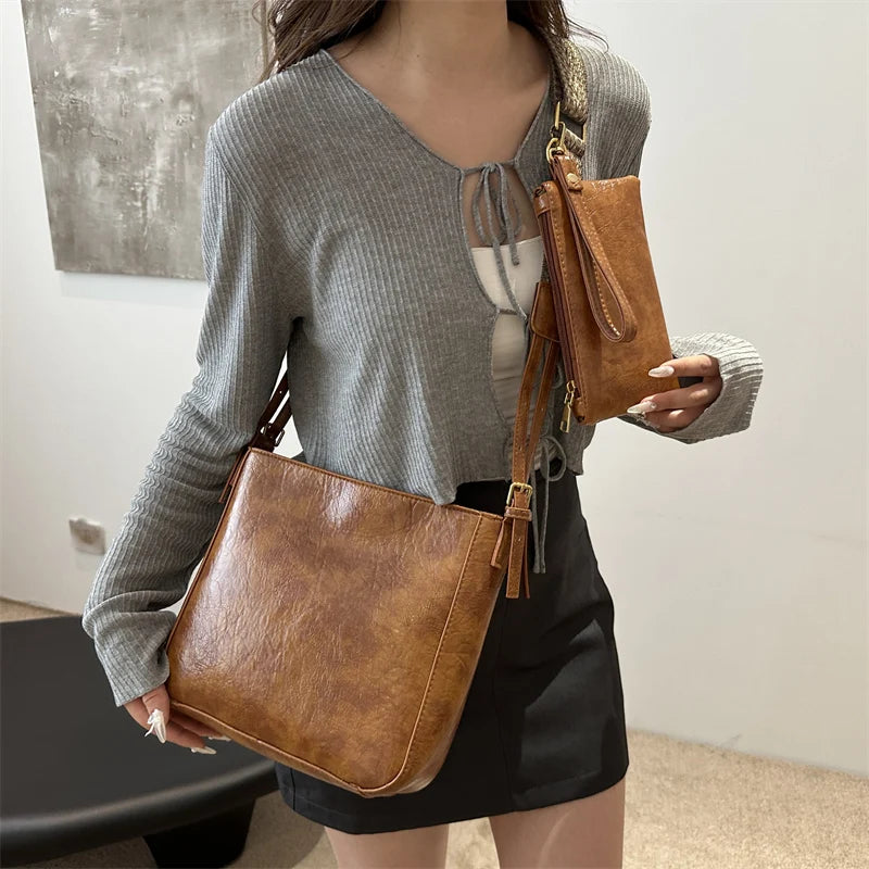 Crossbody Bag for Women with Adjustable Strap Shoulder Bag Vegan Leather Solid Hobo Purse Satchel Purse