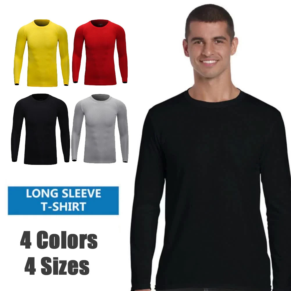 Men Long Sleeve Compression Under Base Layer T-Shirt Sport Fitness Underwear Tops Undershirts Warm Elastic Long Johns Inner Wear