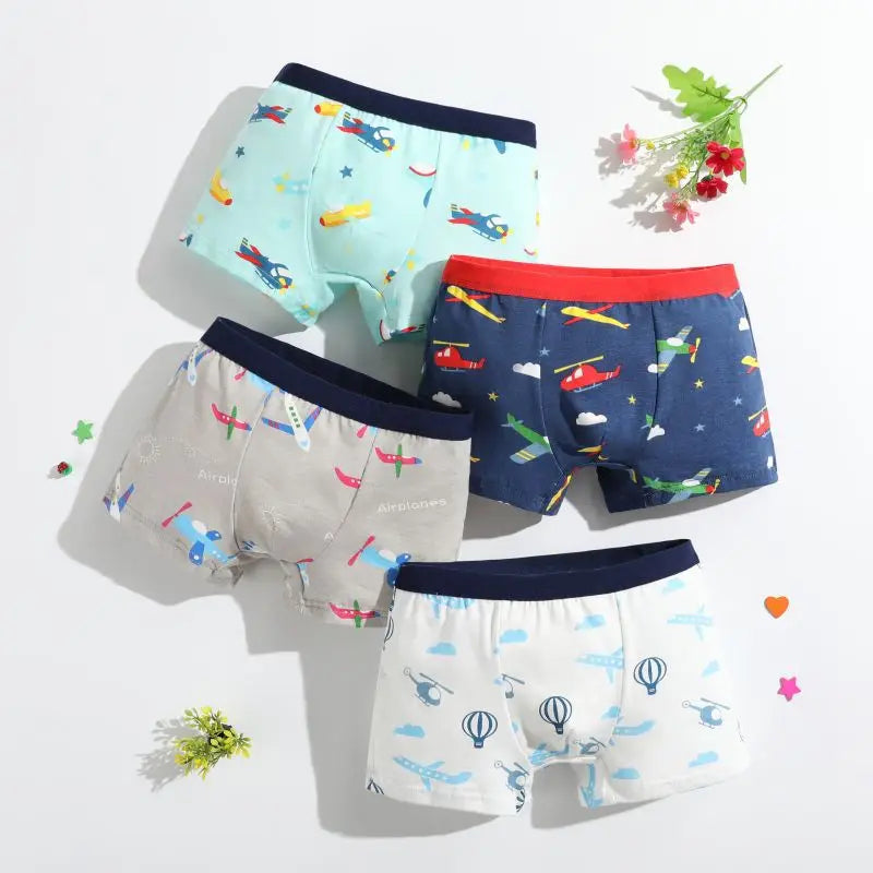 4/8 pcs Boys Boxer sets Briefs Kids Cotton Underwear Baby Underpants Teenager Cartoon Dinosaur Print Soft Children Panties 2-15Y