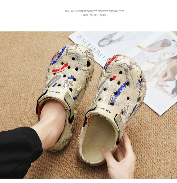 Summer Men Slippers Camouflage Platform Outdoor Clogs Shoe Women Beach Sandals Male Soft EVA Indoor Home Slides Lover Flip Flops