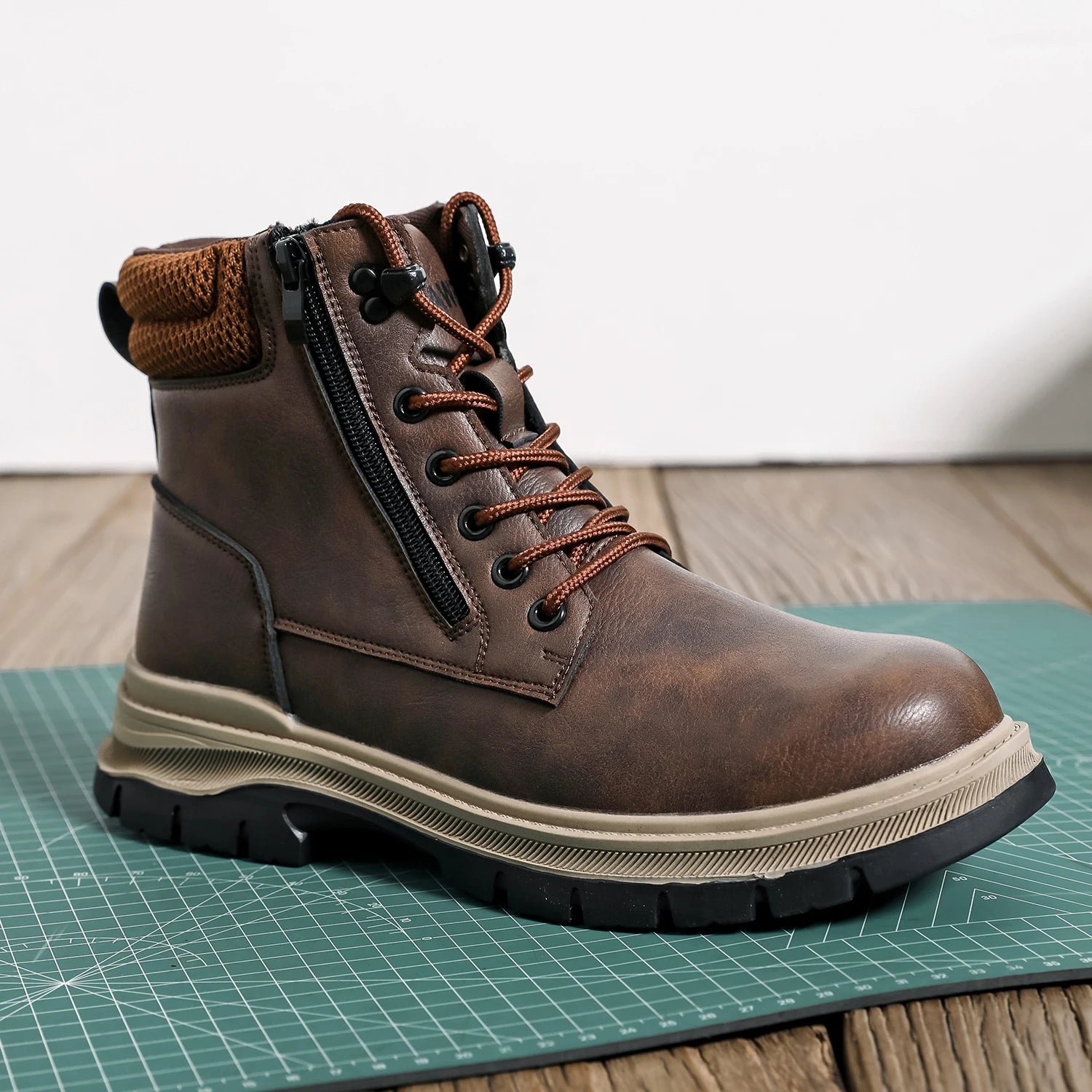 Leather Light Weight Safety Shoes Steel Toe Boots Low Top Comfortable Soft Work Sneakers Slip Resistant Work Sneakers for Men