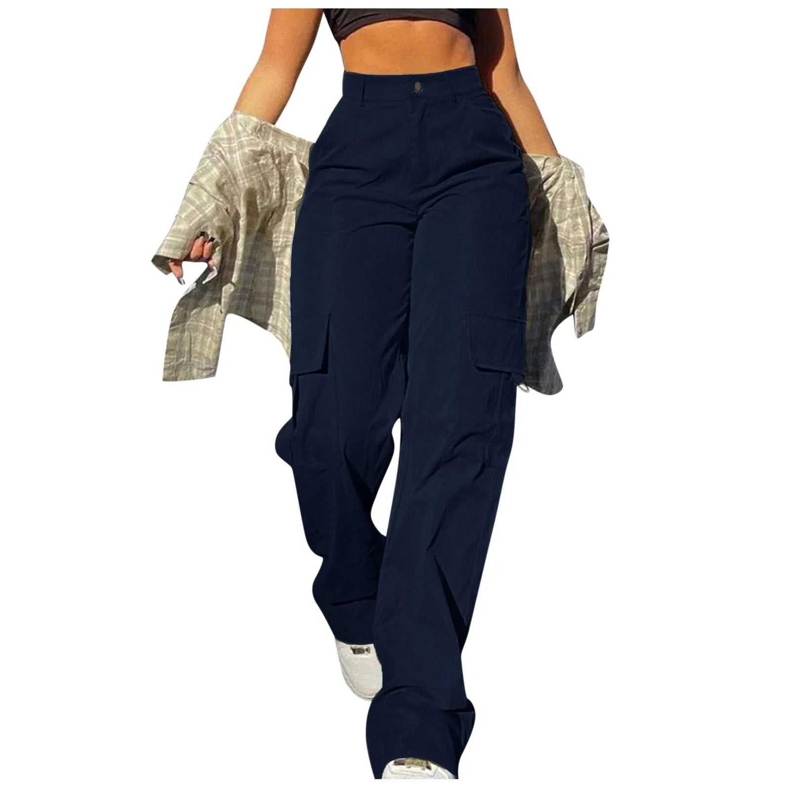 2024 Fashion Harajuku Cotton Linen Trousers Stretch Twill High Waisted Wide Leg Pants Casual Straight Leg Chino Y2k Clothes
