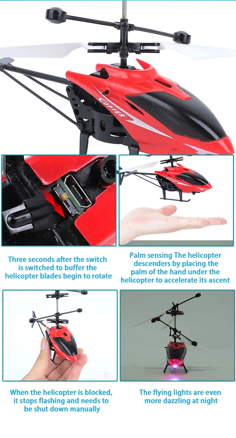 Rechargeable Mini RC Drone Remote Safe Fall-resistant RC Helicopters Drone ChildrenToys(No remote control battery)