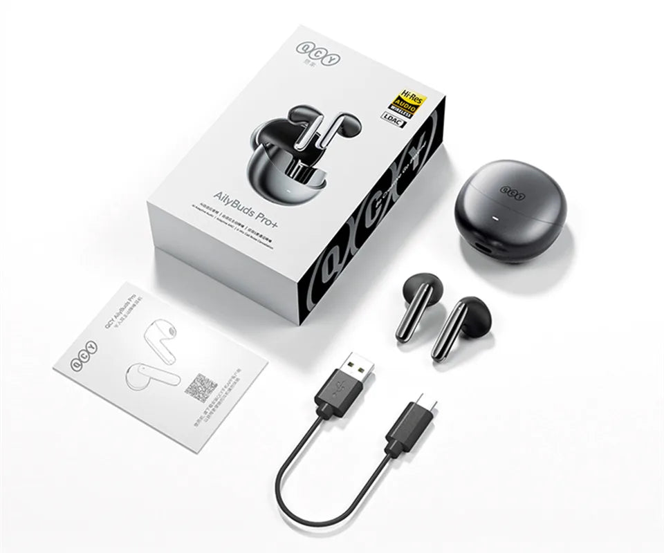 QCY HT10 AilyBuds Pro+ ANC Bluetooth Wireless Earphone Adaptive AI Audio Hi-res LDAC Earbuds ANC dual Connection Headphone