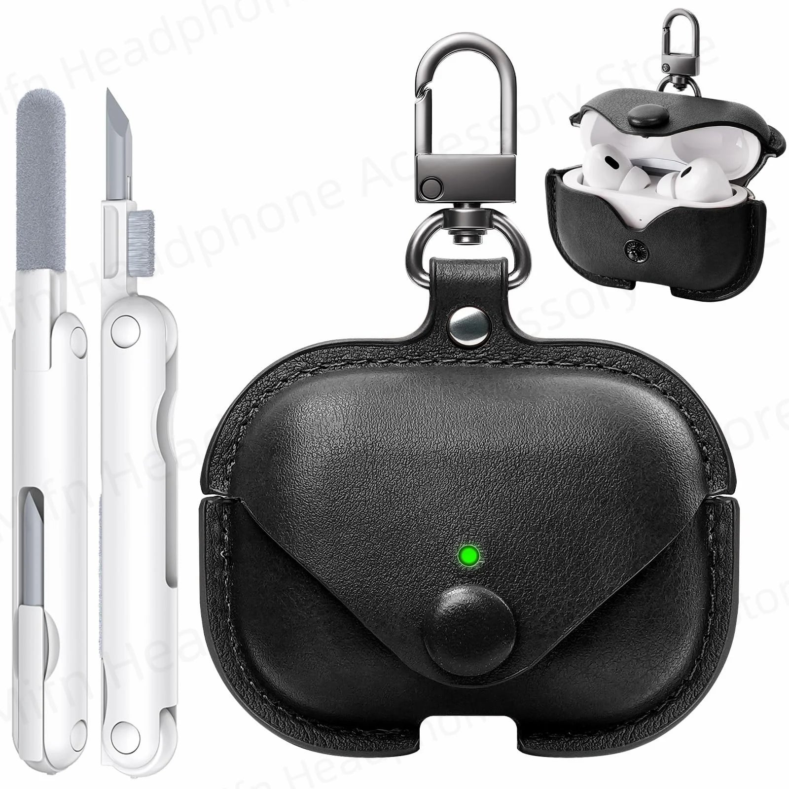 for Apple Airpod Pro 3 Case 2025 Leather Wireless Charging Protective Headphone Case Cover Leather Case for Airpods Pro 3rd Gen