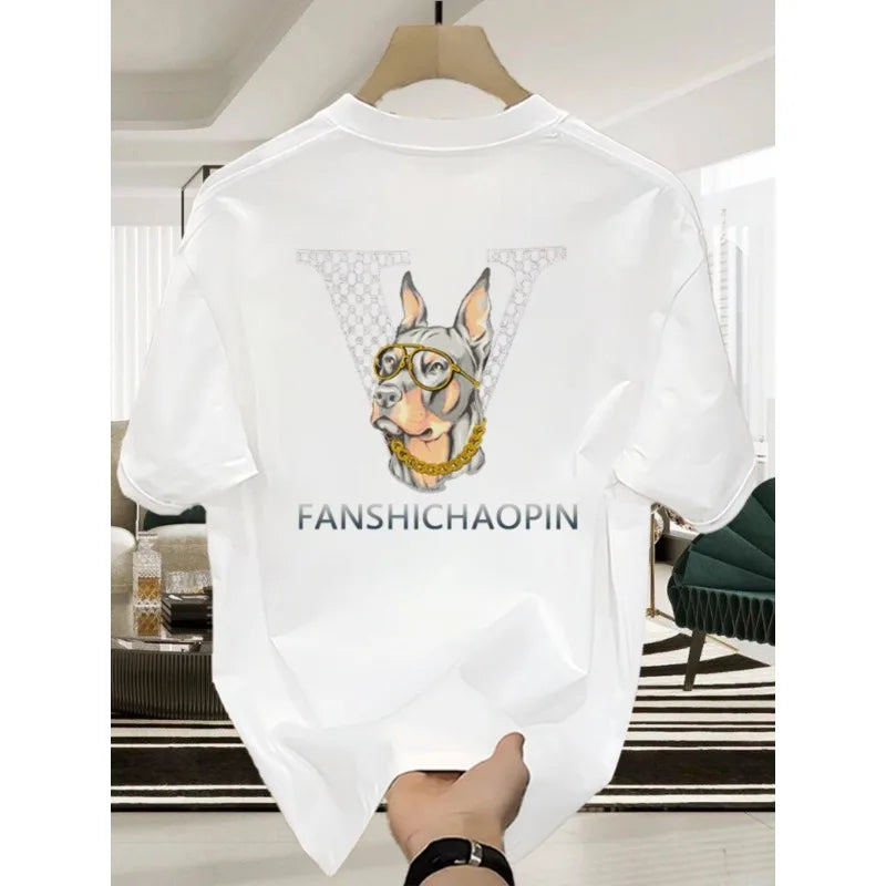 100% Cotton Short-sleeved Young Men's and Women's T-shirts 2024 Summer New Loose Casual Round Neck Designer Printing Pattern