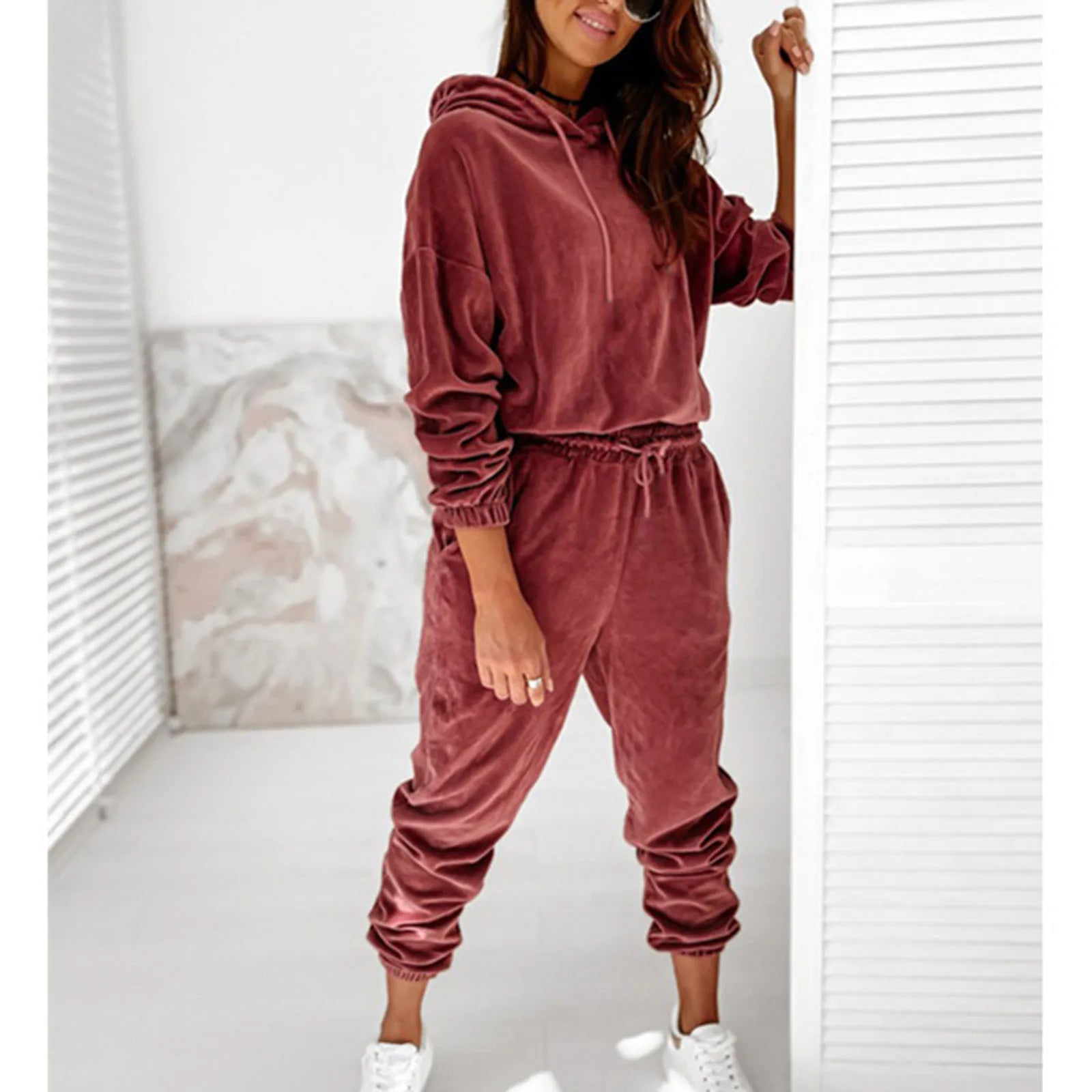 Party Outfit Women's Spring And Autumn Winter Hoodie Set Solid Color Casual Fashion Sports Pants Two plus Size Snow Bib Overalls