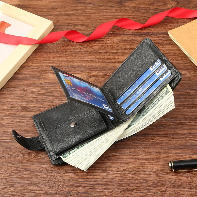 PU Leather Men's Short Wallet Multi Functional Zipper Buckle Men's Purse Business Short Multi Card Slot Money Bag