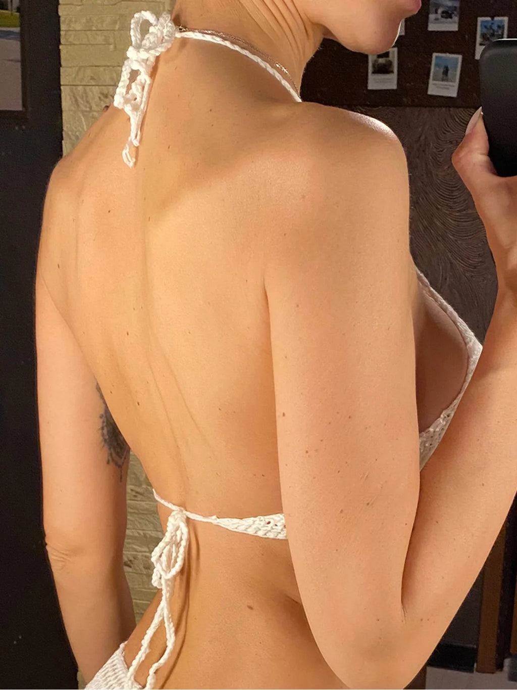 7 Colors Crochet Knitted Halter Bikini Top Female Swimsuit Women Swimwear Bather Bathing Suit Swim Hollow Out Beach Top V4192