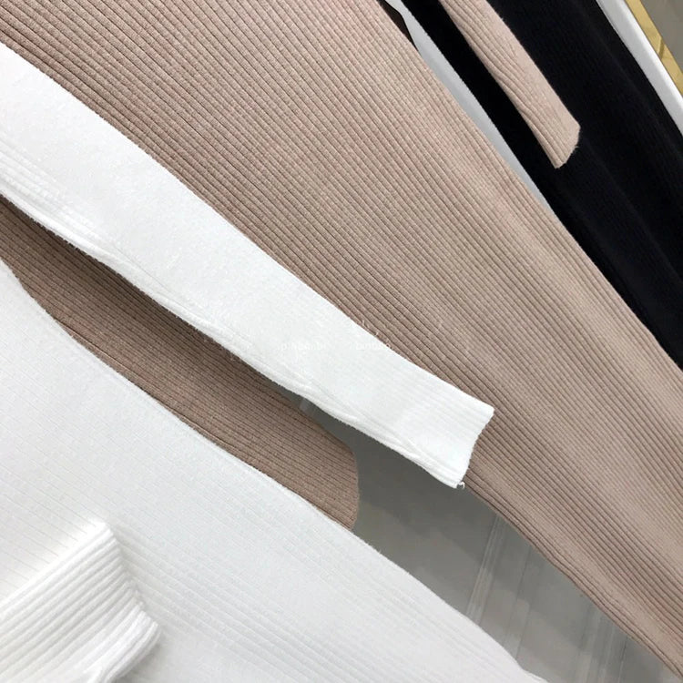 H Han Queen Knitted Turtleneck Sweater Bodycon Dress Bottoming Women Soft Elastic Autumn Winter Midi Party Dresses With Belt