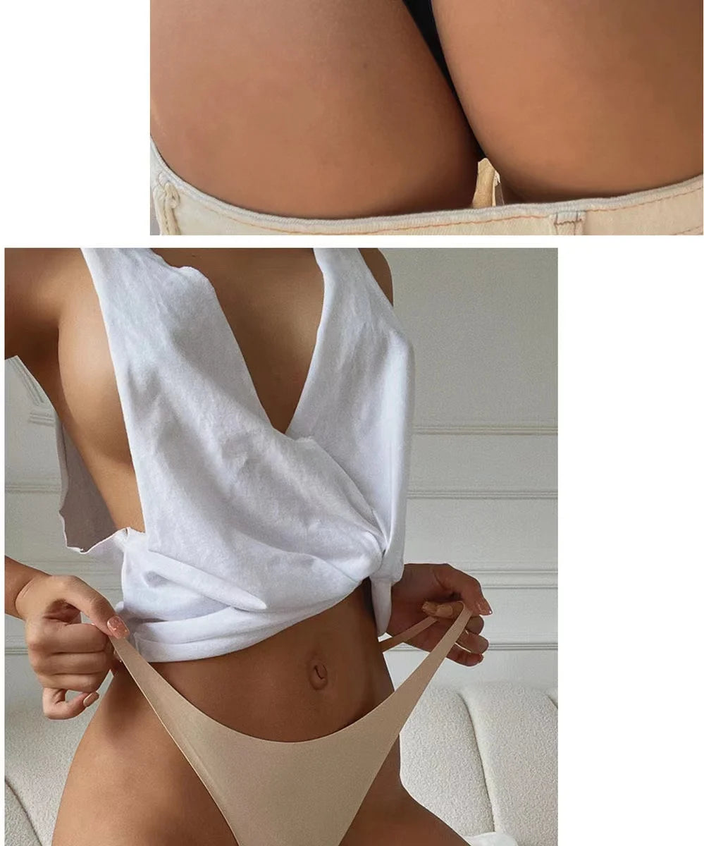 Ice Silk Seamless Panties For Women Soft Thin Band Thongs Woman Satin Underwear Female Bikini Panties String Tangas Mujer