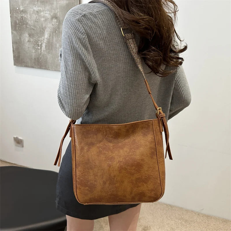 Crossbody Bag for Women with Adjustable Strap Shoulder Bag Vegan Leather Solid Hobo Purse Satchel Purse