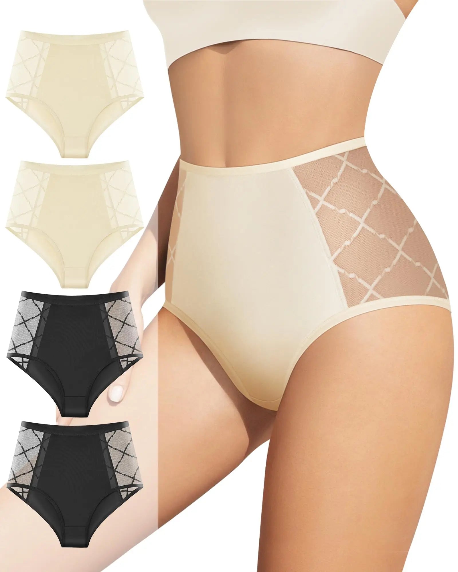 MEIYATING Women's Underwear High Waisted Seamless Ladies Underwear Panties Full Coverage Silky Briefs 4 Pack