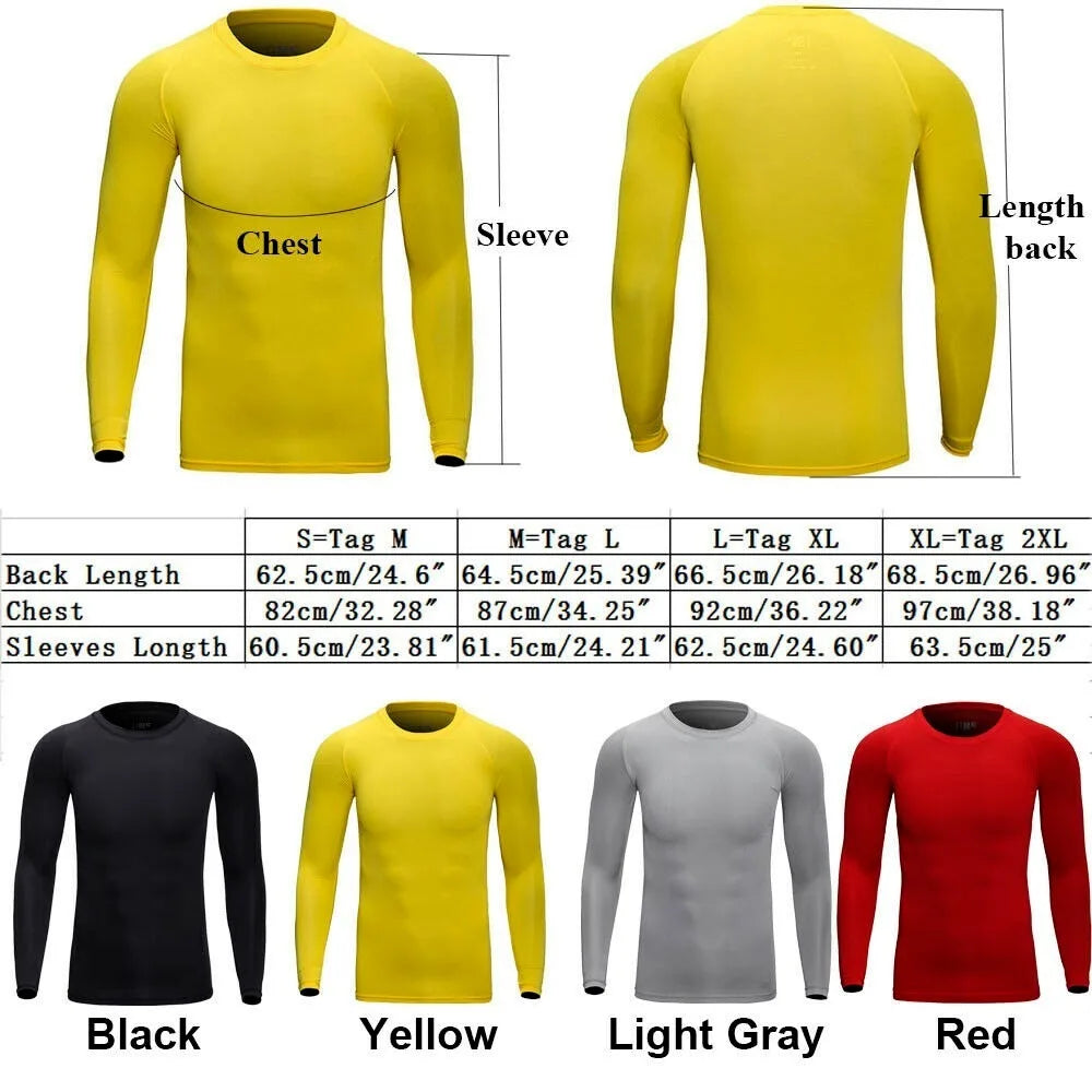 Men Long Sleeve Compression Under Base Layer T-Shirt Sport Fitness Underwear Tops Undershirts Warm Elastic Long Johns Inner Wear