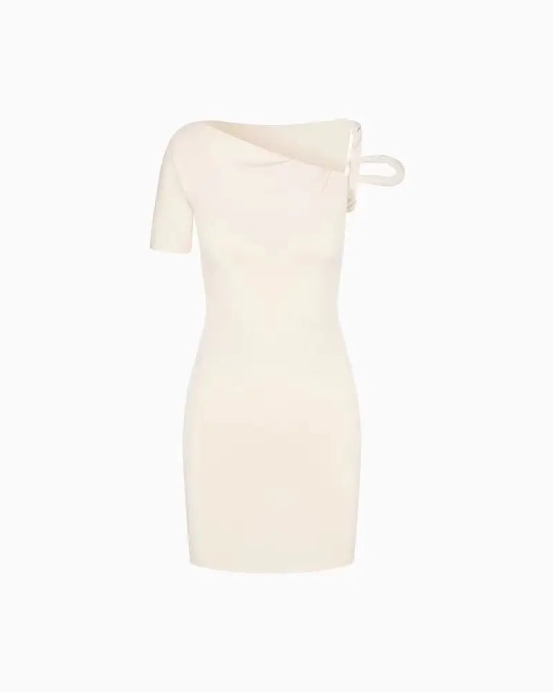 Kylie style~KHY asymmetrical off shoulder twisted strap dress sexy elastic slim fit hip hugging short skirt