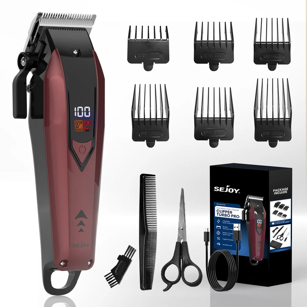 Sejoy Professional  Hair Clippers for Men Trimmers Set for Barber Cordles with LED Display Slick Hair Cut Self-Sharpening Blades