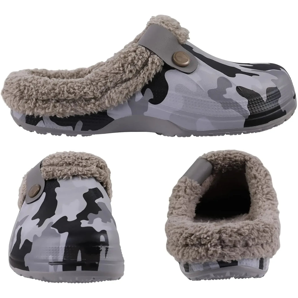 Pallene Fur Lined Clogs Women Men Waterproof Graden Shoes Winter Fuzzy Slippers Plush Bedroom Shoes Outdoor Fashion Fur Clogs