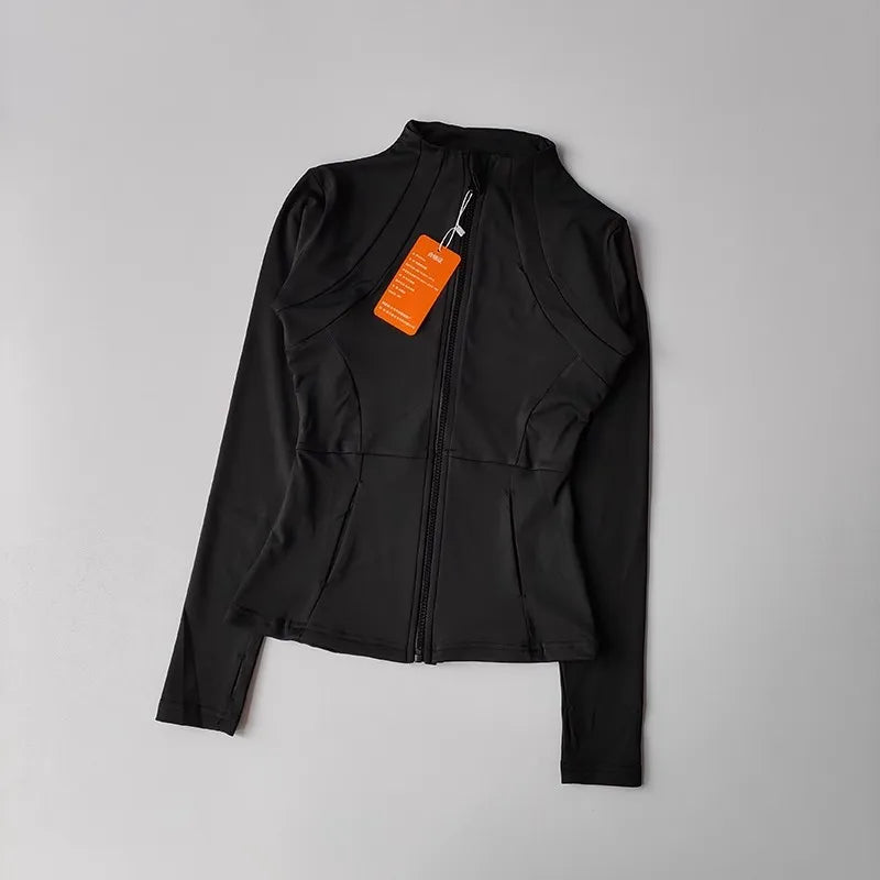 Women's yoga fitness jacket, slim fit professional quick drying jacket, running slimming sports long sleeved yoga suit top