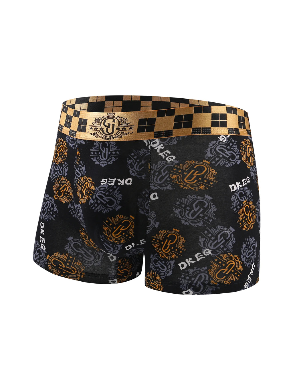 Men's luxurious black gold printed cotton boys' underwear antibacterial breathable boxer shorts 4-pack