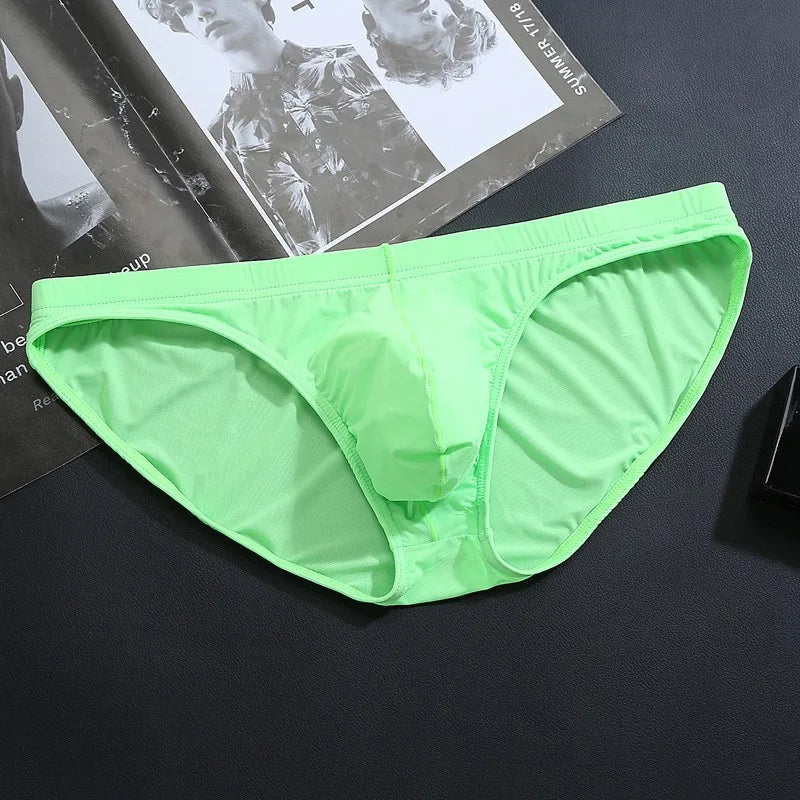 2PCS Men's Panties Underwear Men Briefsr Bikini Pant Comfortable Sexy Slip Underpants ice silk Breathable white 4XL