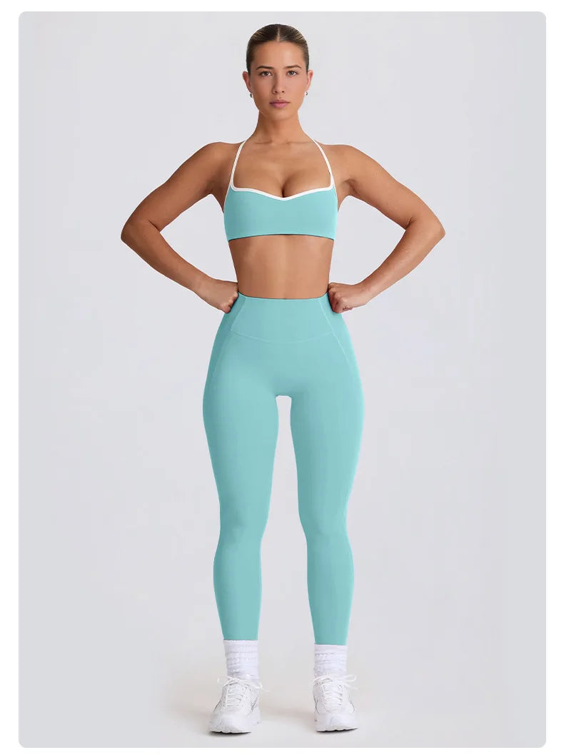 2 Pieces Tracksuit Women Yoga Set Nude Feeling Workout Set Gym Clothes Push Up Fitness Running Sportwear Sport Bra Leggings Suit