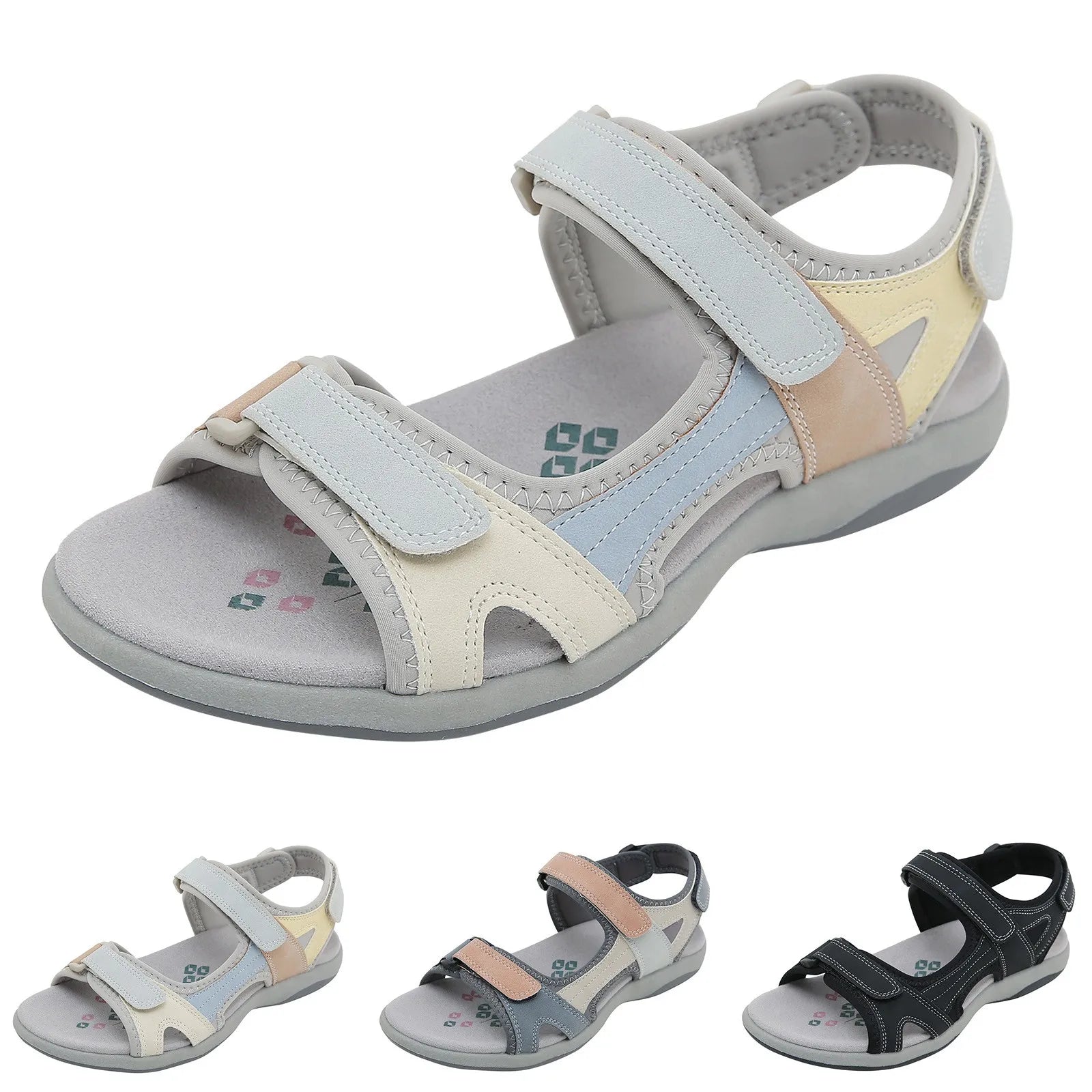 Women's Flat Sandals Summer Fashion Open Toe Color Blocking Adjustable Elastic Sports Sandals Breathable Shoes Woman 2025