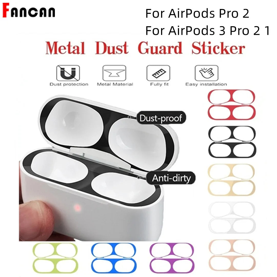 Metal Dust Guard Sticker for Apple AirPods Pro 2 Case Dust-proof Cover Sticker Anti-scratch Earbuds Film for Airpods 3 Pro 2 1