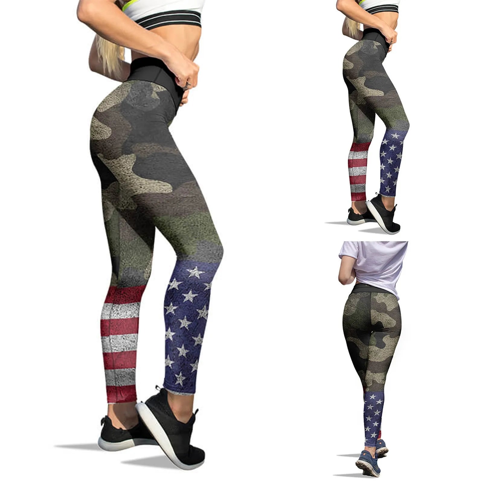 American Flag Printed Leggings For Women Tummy Control Skinny Pants For Yoga Running Pilates Women'S Trousers