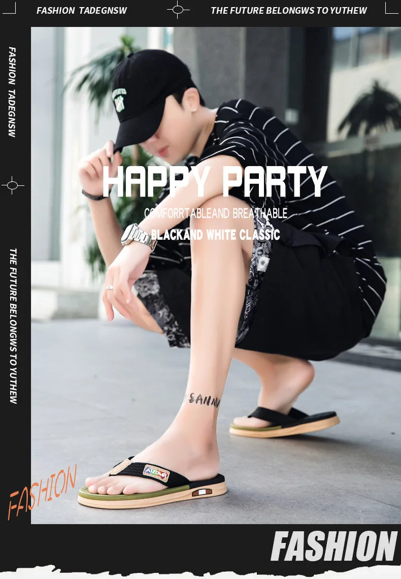 The 2025 new flip-flops for men are suitable for summer outdoor wear. They are anti-slip beach soft-soled flip-flops for men, wh