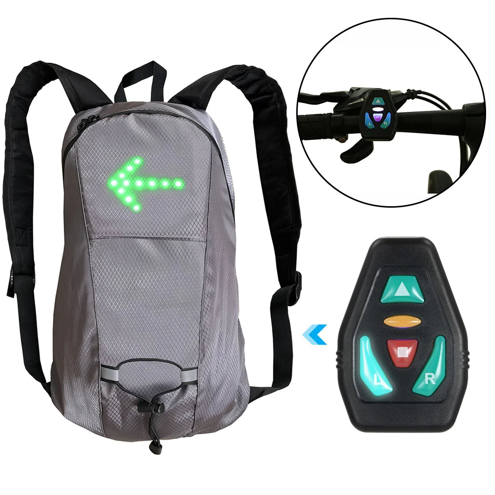 Backpacks Men Bicycle Cycling Bag Wireless Remote LED Turn Signal Light Designer Knapsack Male Rucksuck Men‘s Travel Backpack