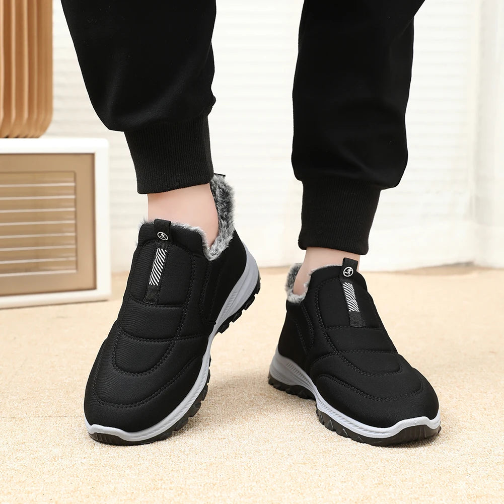 Warm Walking Shoes Lightweight Thermal Ankle Boots Non-slip Slip On Sneakers Winter Thick Fur Shoes for Travel Hiking