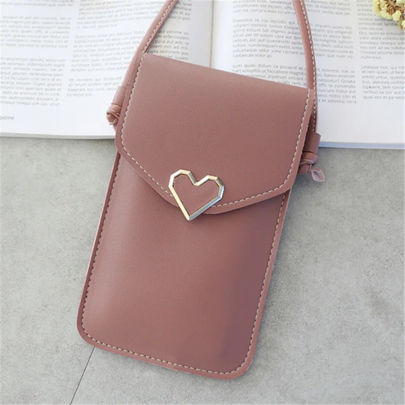 Transparent Touch Screen Cell Phone Purse Smartphone Wallet Shoulder Strap Handbag PU Leather Casual Crossbody Bags Women