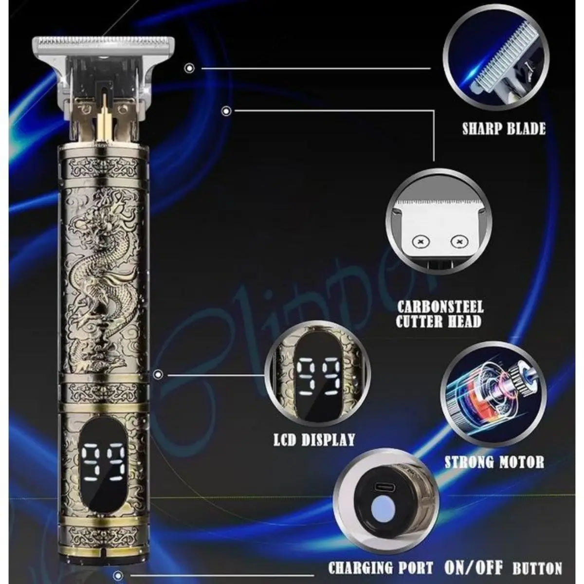 LCD Electric Hair Clipper for Men Oil Shaving Head Pusher Sculpture Shaver Rechargeable Hair Trimmer Hairdressing Set Gifts