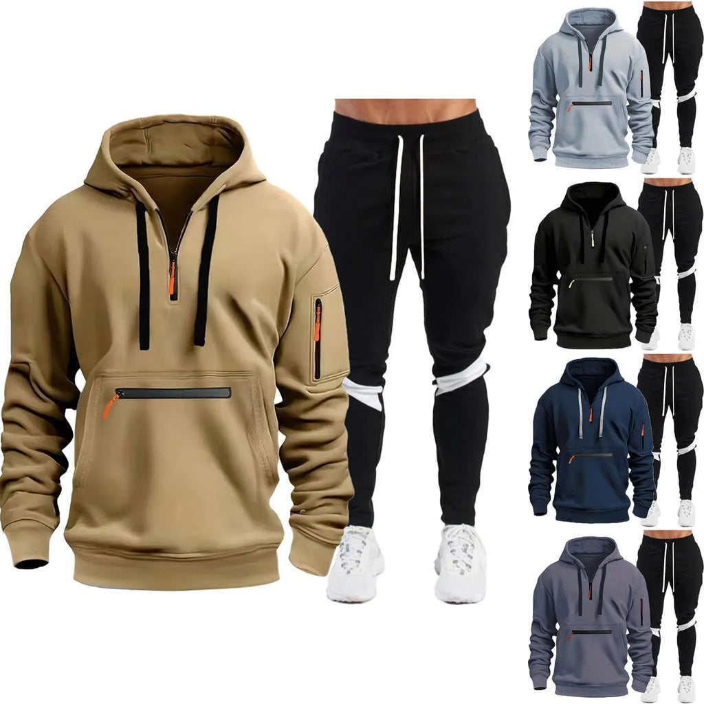Men's Hoodie Set Autumn And Winter Fashion Casual Printed Sweatshirt Pants Sportswear Mens Brocade Suit Tracksuit Clothing