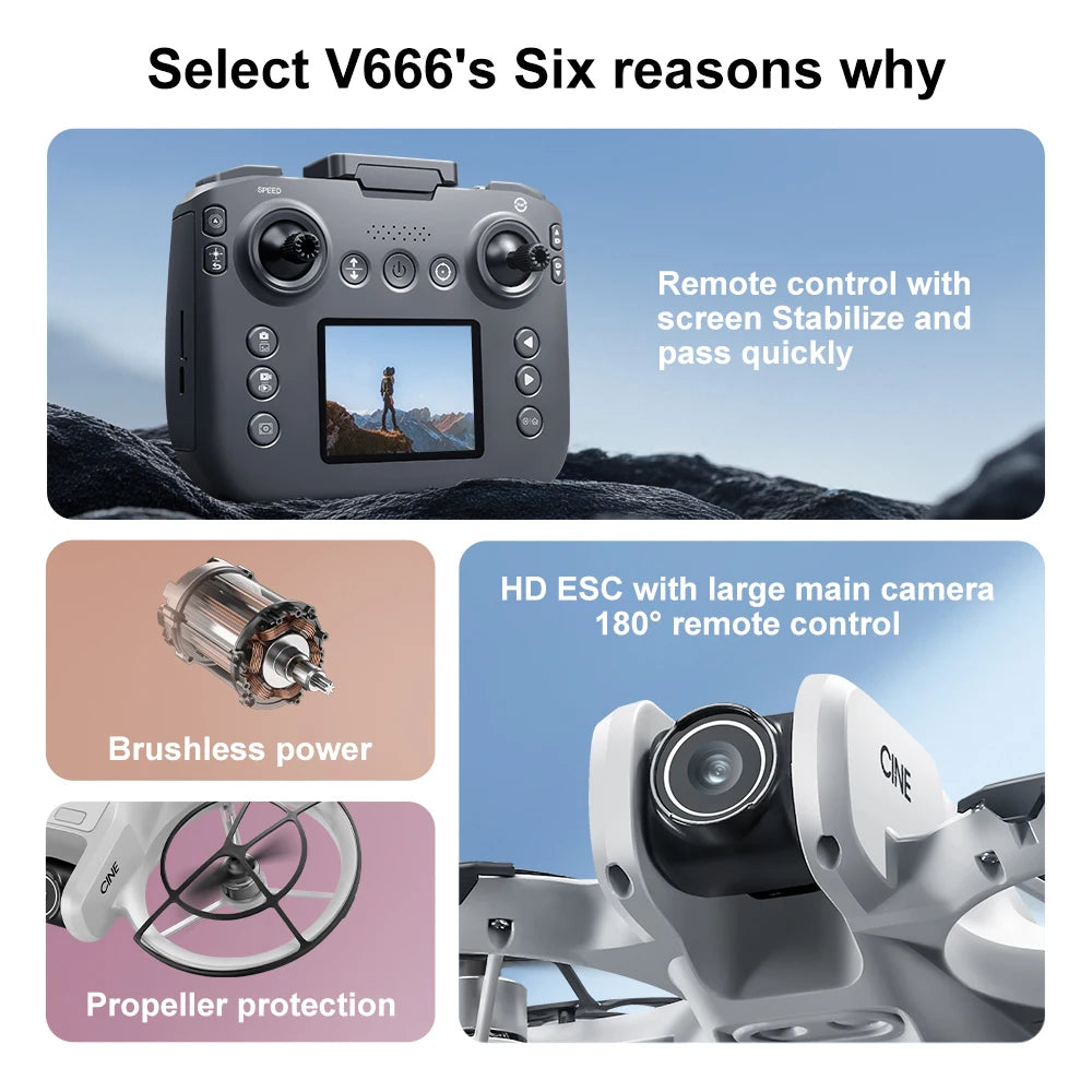 Xiaomi V666 Mini Drone 4K Professional Aerial 8k Dual Camera Intelligent obstacle avoidance  Brushless Quadcopter Kid RC Toy