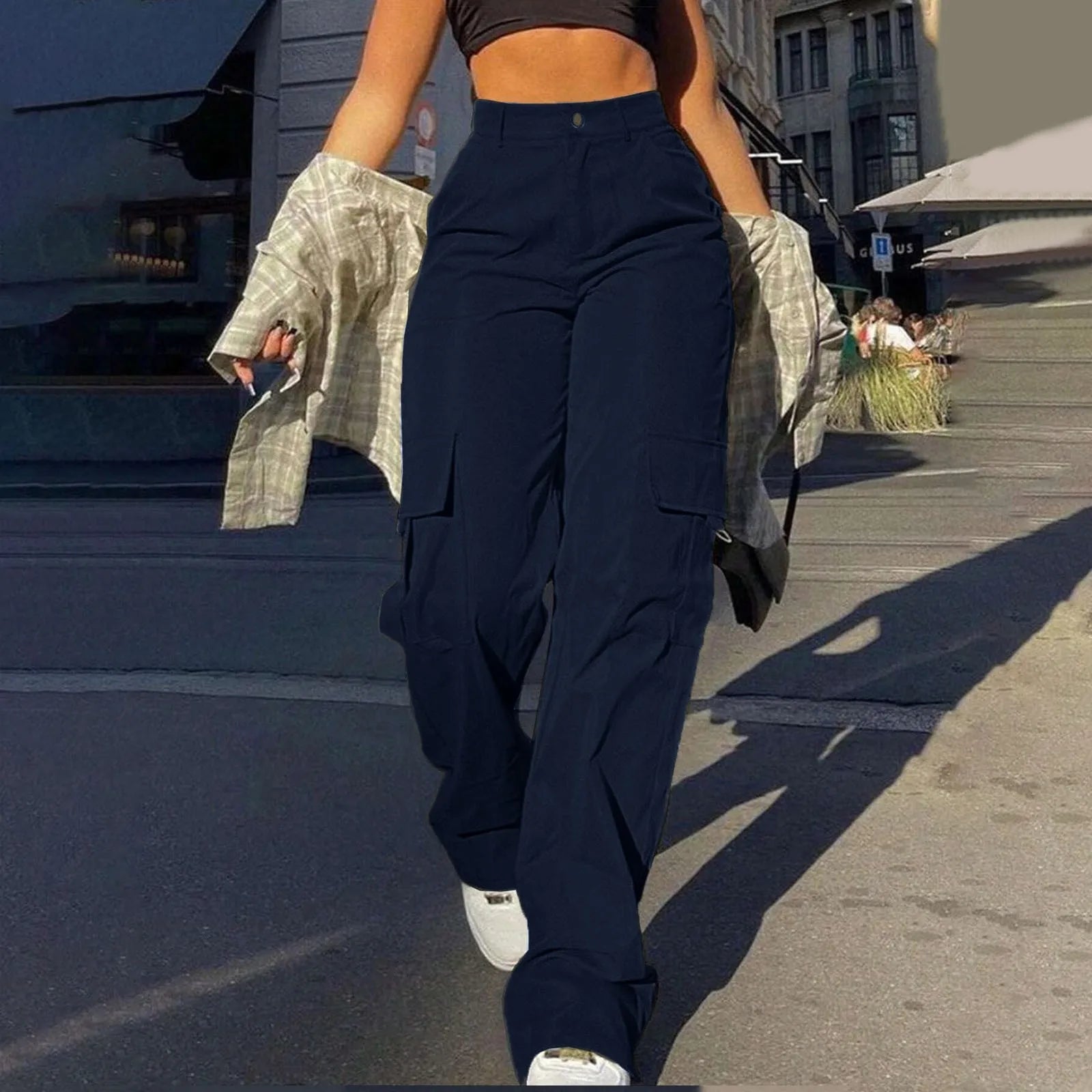 2024 Fashion Harajuku Cotton Linen Trousers Stretch Twill High Waisted Wide Leg Pants Casual Straight Leg Chino Y2k Clothes