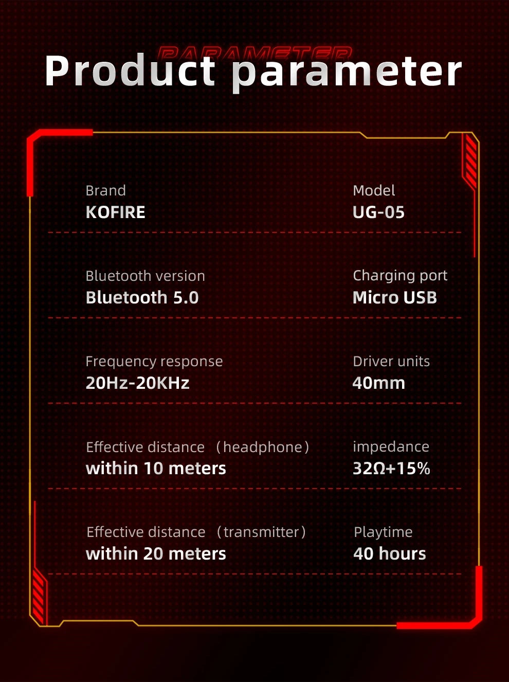 Kofire UG-05 Gaming Headphones 2.4G BT5.0 Wireless Headset With Mic RBG Light Vibration Bluetooth Earphone For PS4 PS5 PC Switch