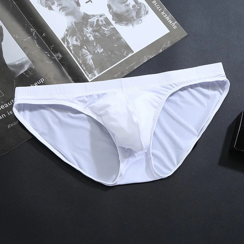 2PCS Men's Panties Underwear Men Briefsr Bikini Pant Comfortable Sexy Slip Underpants ice silk Breathable white 4XL