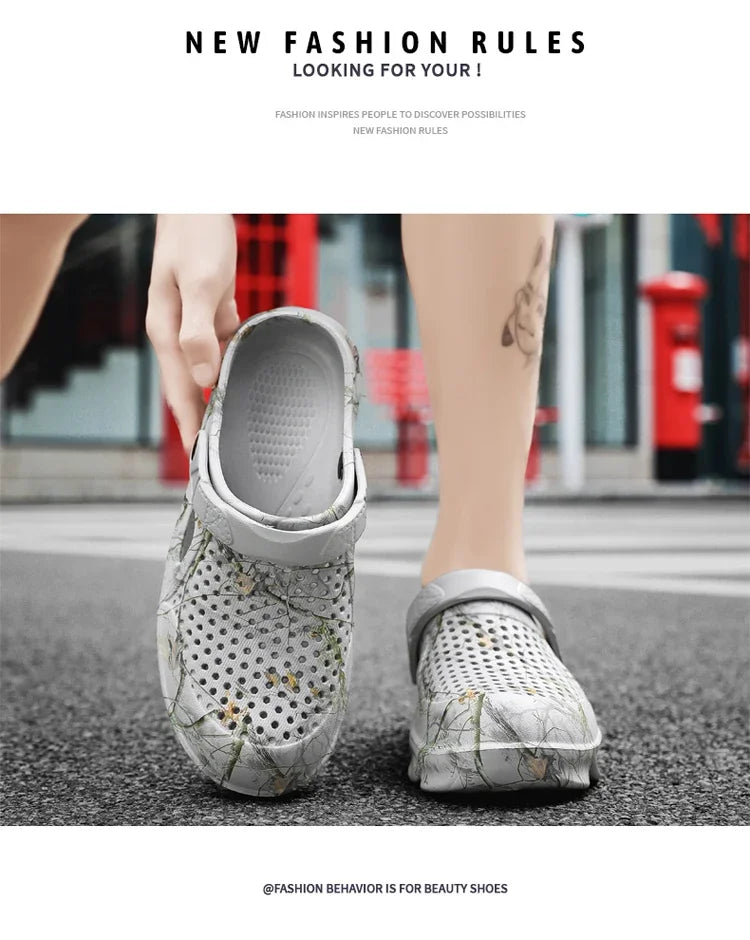 Men Summer Slippers thick Sole Mens clogs Sandals Hollow Breathable Flip Flops sandals Shoes Fashion Beach Slippers