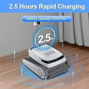 VOXIV Cordless Robotic Pool Cleaner with Wall Climbing - Over 120mins Runtime Automatic Pool Vacuum