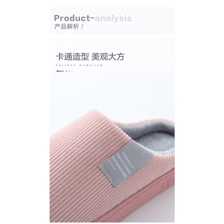 New Winter Household Warm Furry Women Men Shoes Indoor Slippers Bedroom Cotton Slippers  Plush Home Slippers Ladies Flip Flops