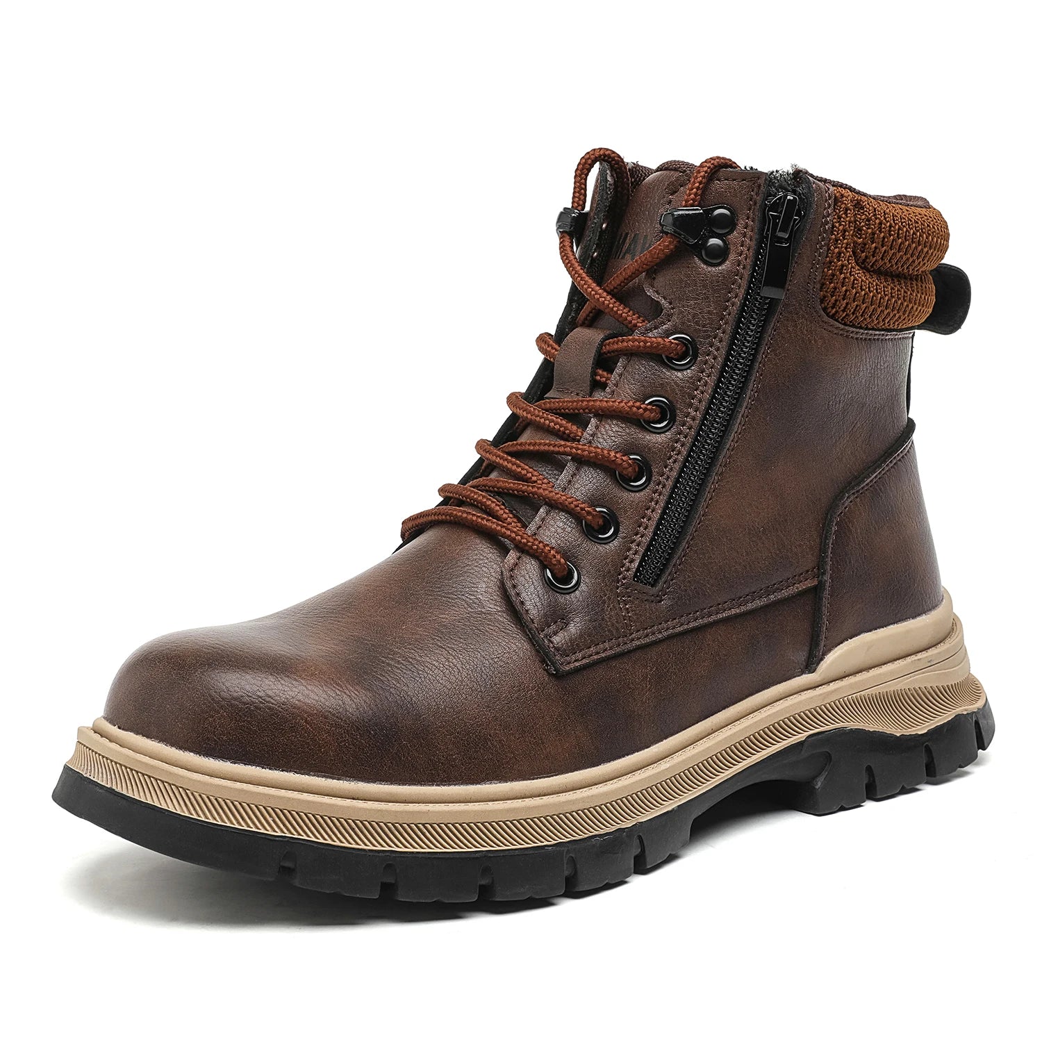 Leather Light Weight Safety Shoes Steel Toe Boots Low Top Comfortable Soft Work Sneakers Slip Resistant Work Sneakers for Men